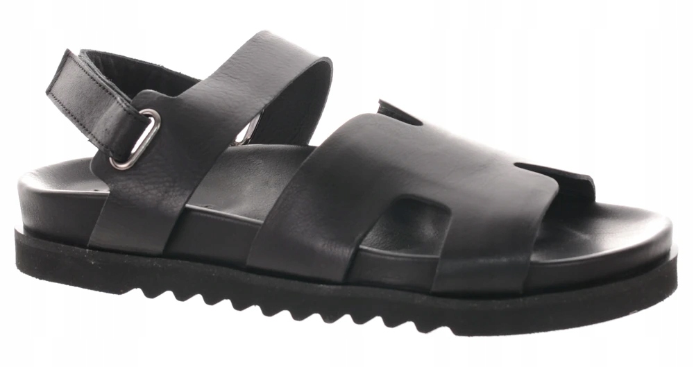 Venezia dámské černé ploché kožené sandály z kůže 37