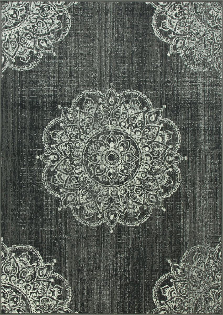 

100x150 cm Dywan Do Salonu Szary Ornament Vintage