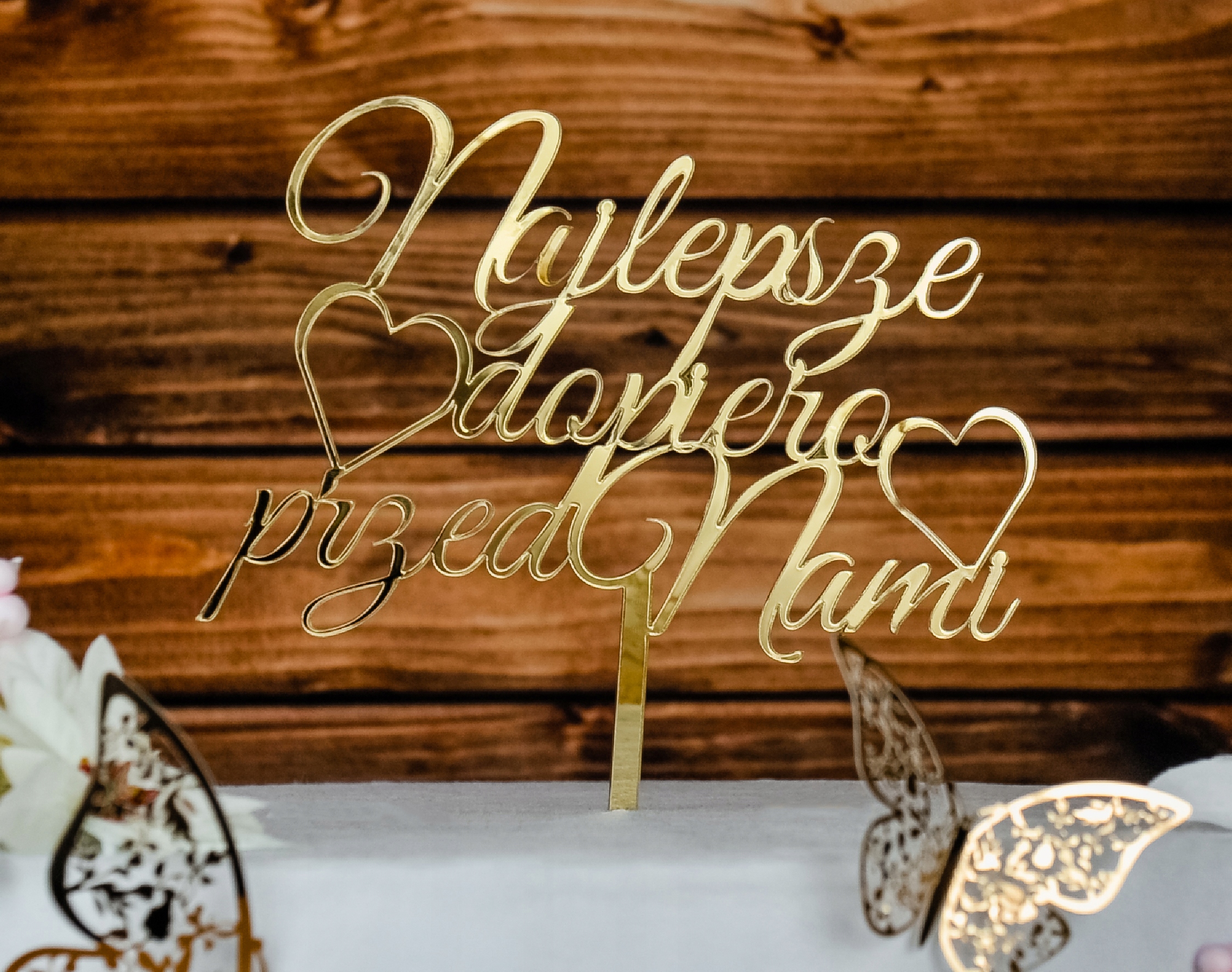 Topper złoty TŚZ-50- ślub wesele Marka Dekor Laser