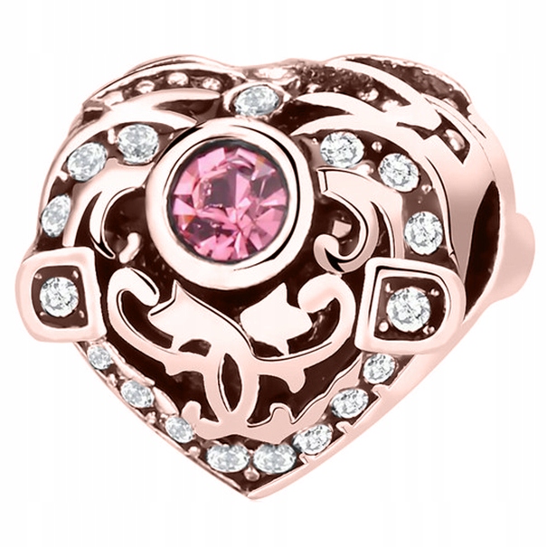 Charms Pozlacené srdce v Zirkony se srdíčkem zirkonem Stříbro 925