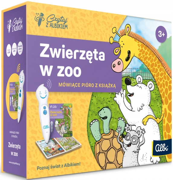 ALBIK ZESTAW KSIĄŻKA + PIÓRO ZWIERZĘTA W ZOO