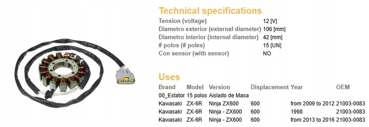 Dze Stator Kawasaki ZX-6R Ninja '09-'16