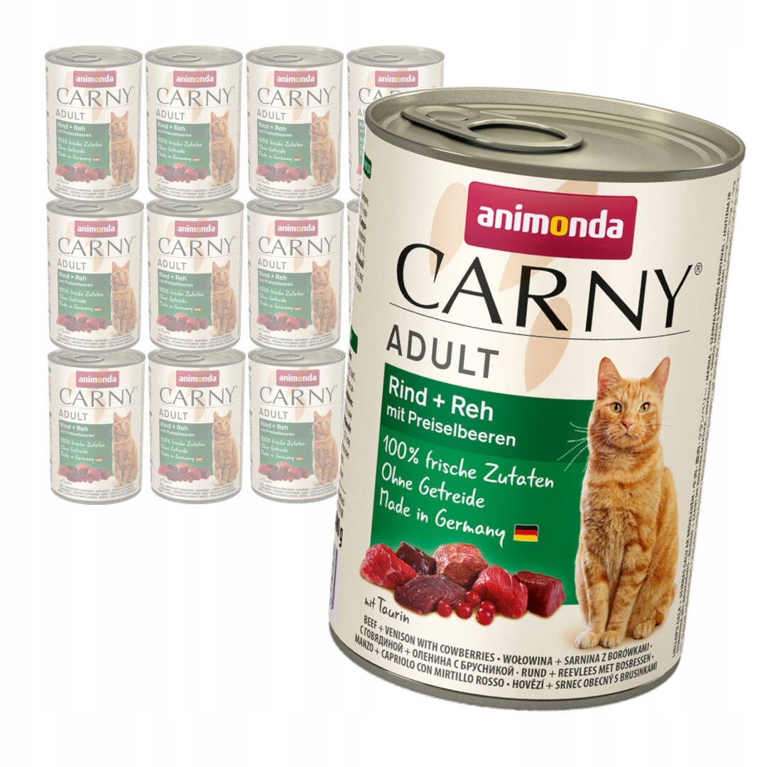 Animonda Carny Adult 12x400g Mokré Krmivo Pro Kočky Hovězí maso Sarnina Borůvka