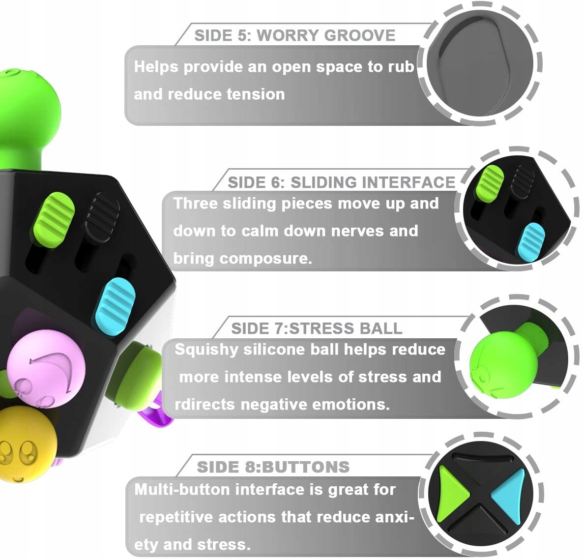 FIDGET CUBE 12-stronny Sześcian Toy KOSTKA Marka inna