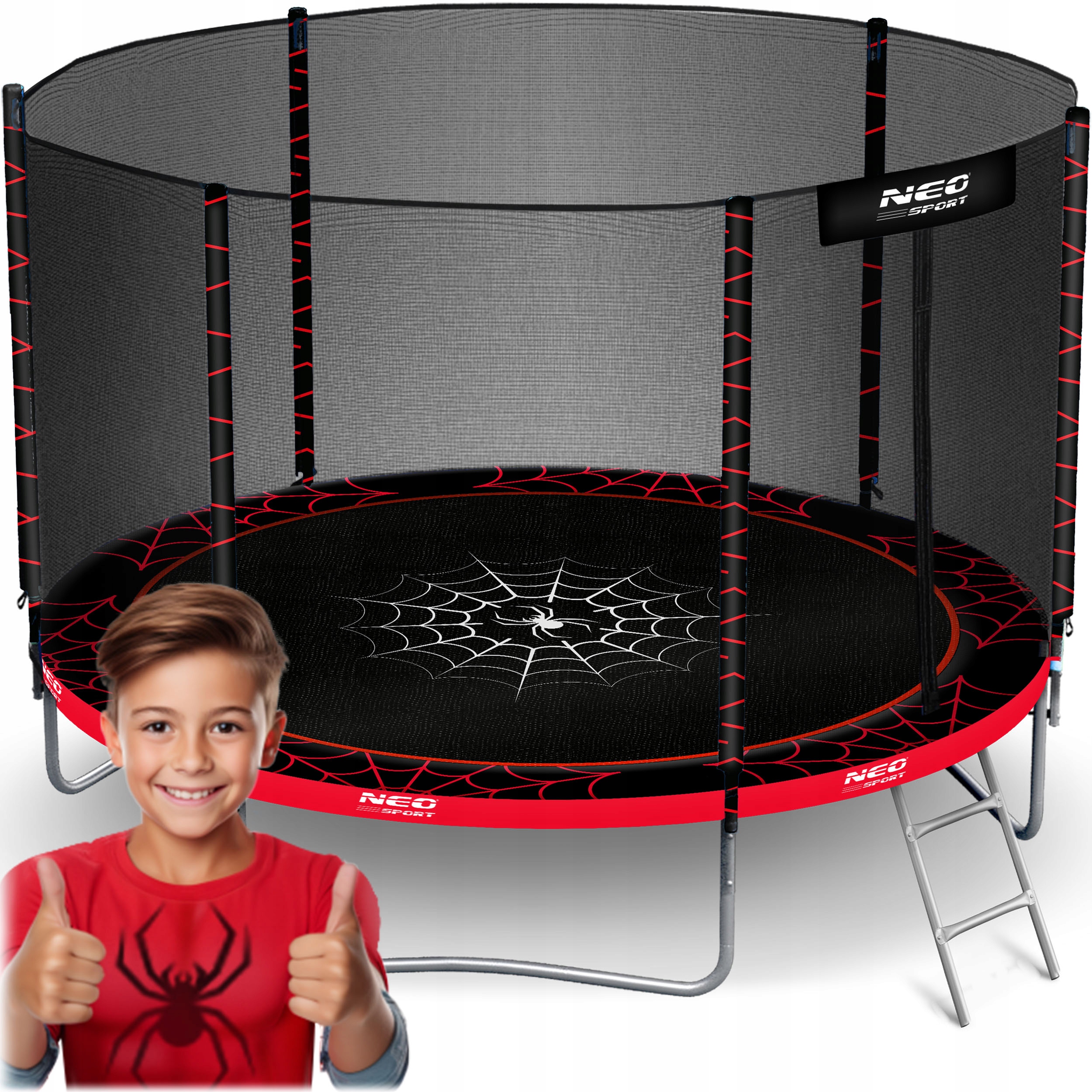 Trampolina ogrodowa dla dzieci Pająk 183cm 6ft Drabinka Siatka Zewnętrzna
