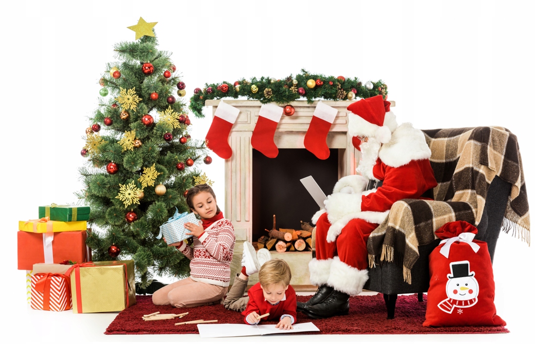 Worek Świętego Mikołaja na prezenty świąteczny czerwony BAŁWAN 50x80cm Materiał inny