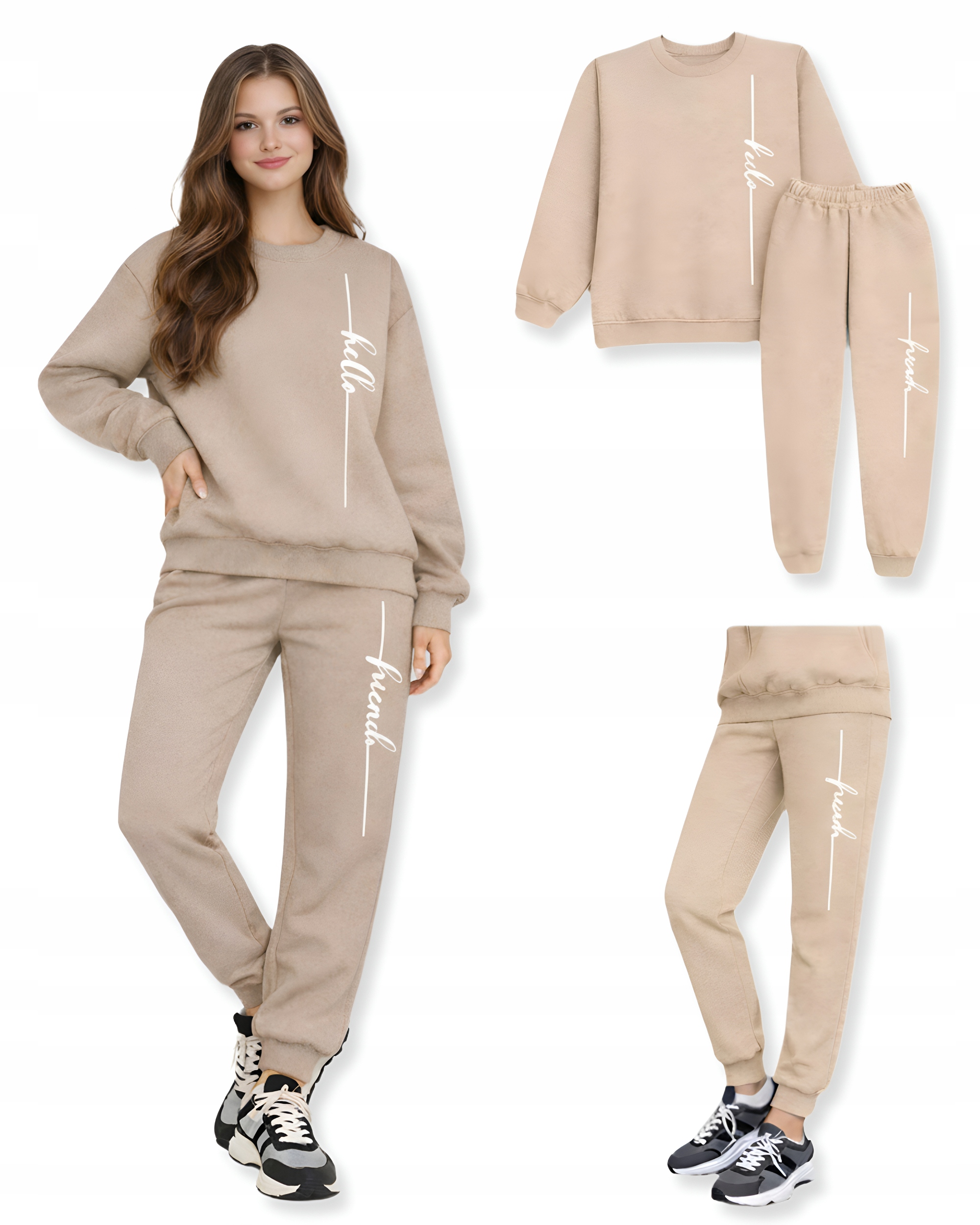 tepláková souprava M mládež Teplákovka Teplý mešek Polský Výrobek Béžová