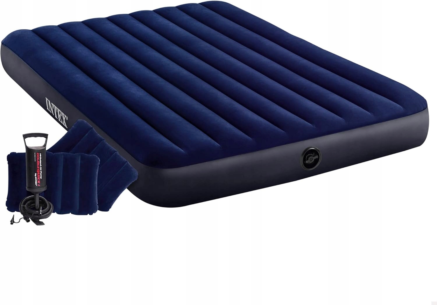 Matrace Intex 203x152x25 cm s pumpou a polštáři, tmavě modrá