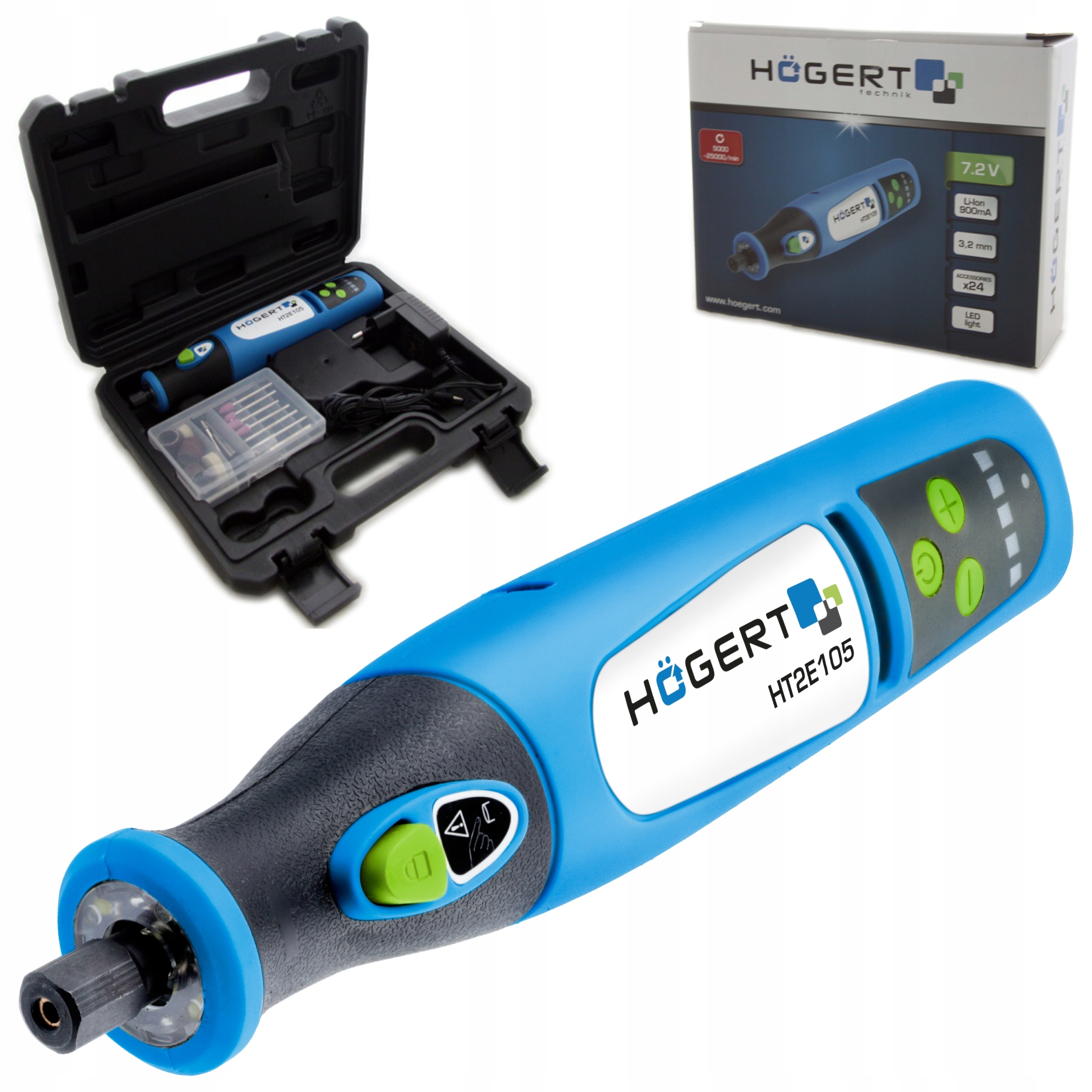 MINI SZLIFIERKA AKUMULATOROWA HOGERT 7,2V + 24 SZT