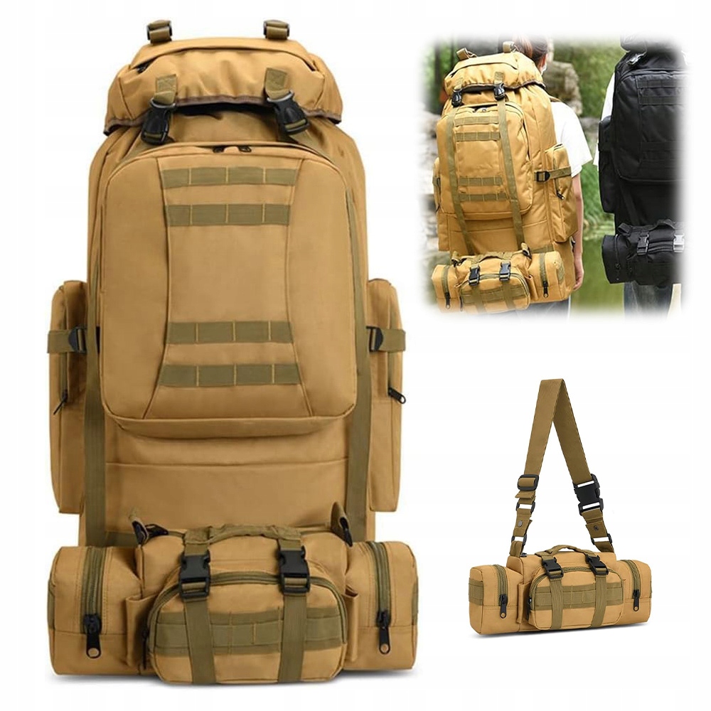 Plecak survivalowy 100L wojskowy plecak turystyczny camping outdoor kaki