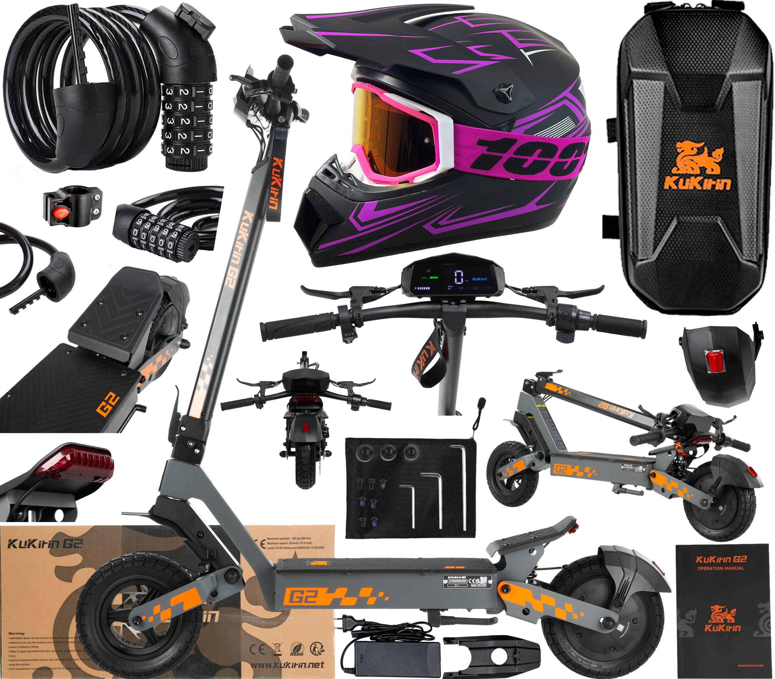 2026 KuKirin G2 elektrická vozidla 1200W 45KM/H 48V 15Ah 55KM 10" +Dárek
