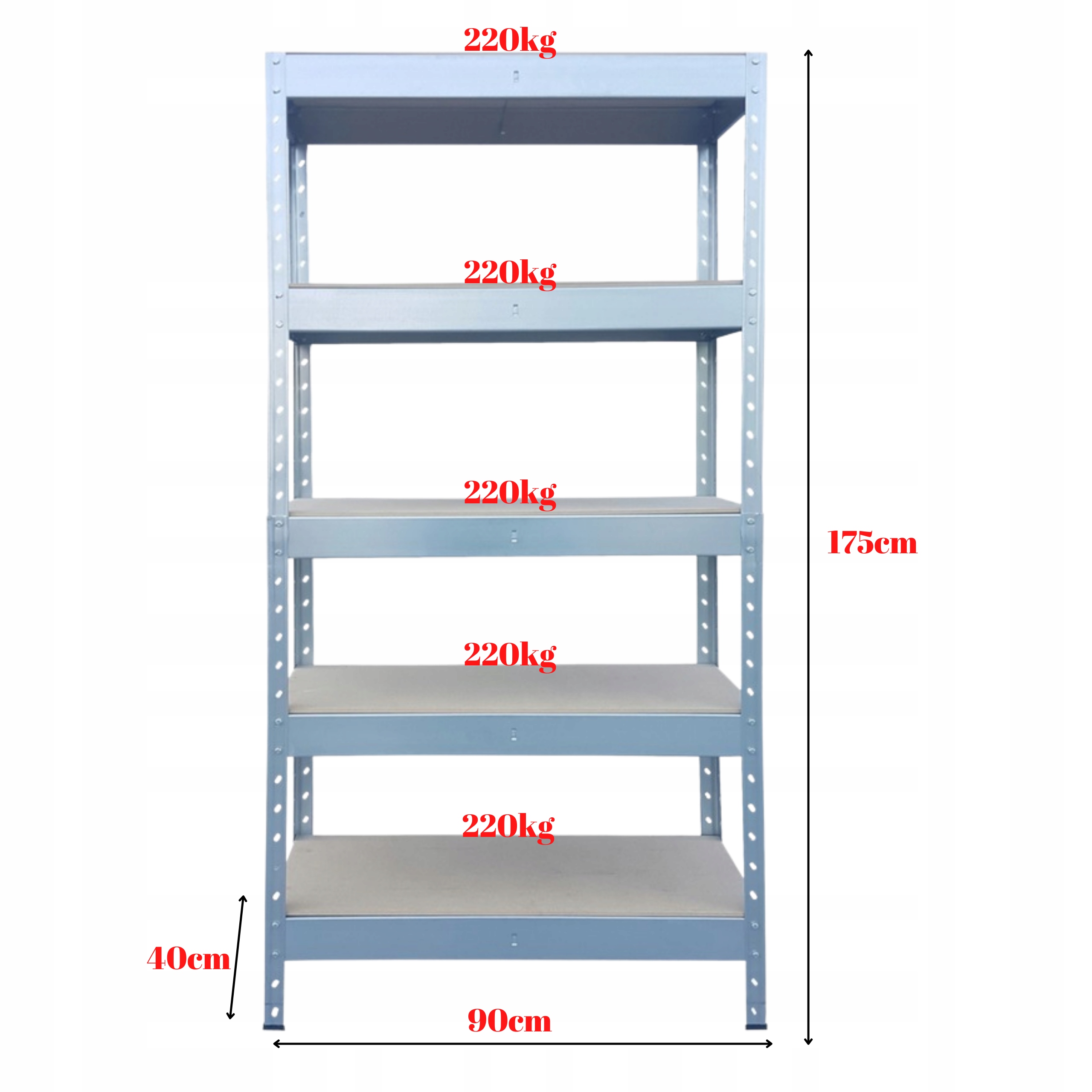 Prisukamas metalinis stelažas 175x90x40 5PUSĖ 40 cm gylio