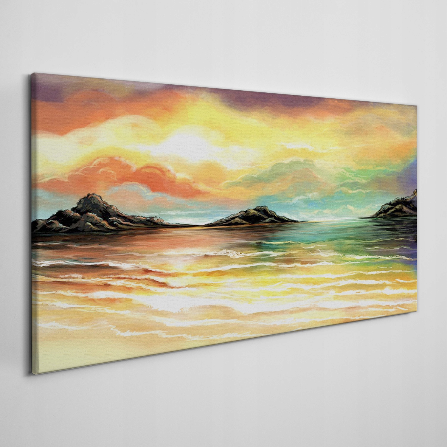 

Obraz na ramie płótno Fale zachód słońca 100x50 cm
