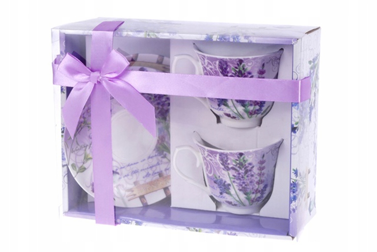 ZESTAW 2 FILIŻANEK `KLASYCZNE FILIŻANKI ZE SPODKAMI + PUDEŁKO `LAWENDA GOLD Kod producenta 17932