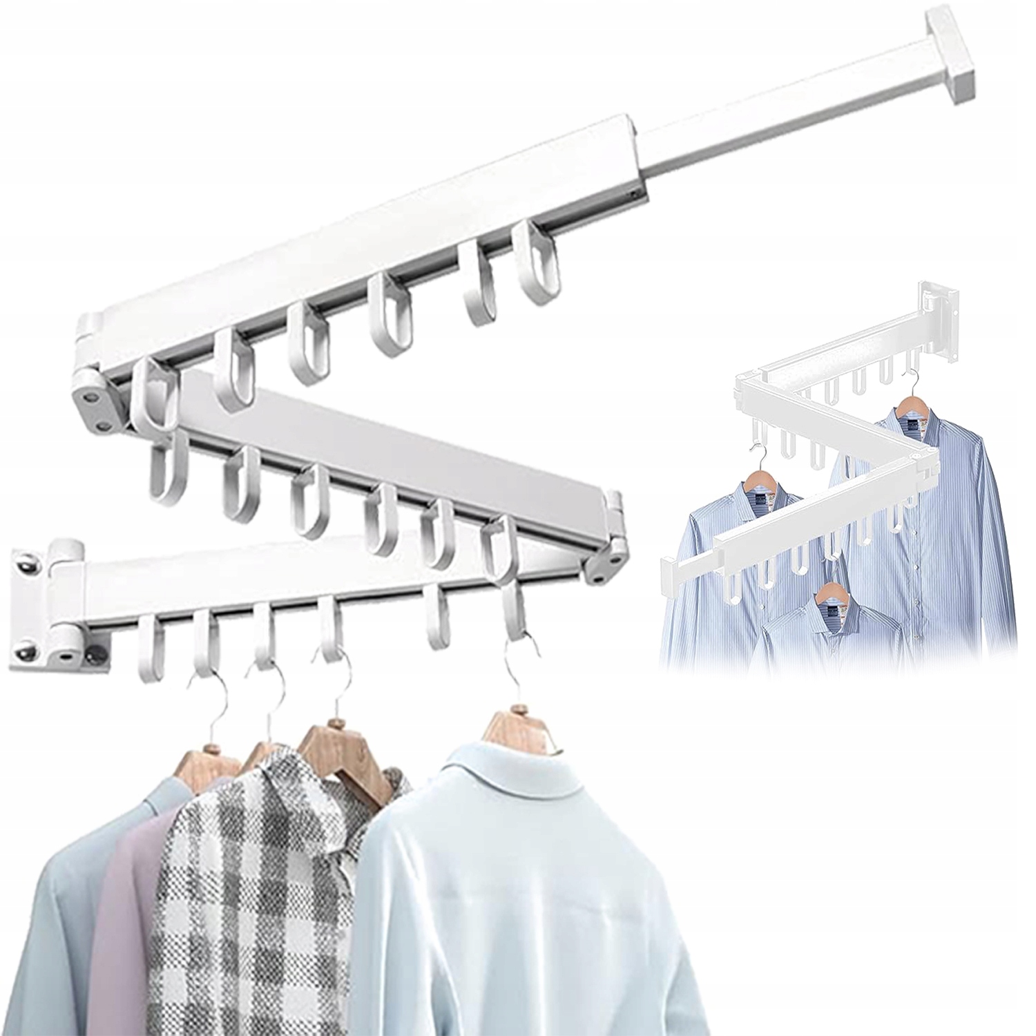 Skládací Výsuvný Věšák Na Oblečení Tri-fold Sušák Na Zeď 120 CM