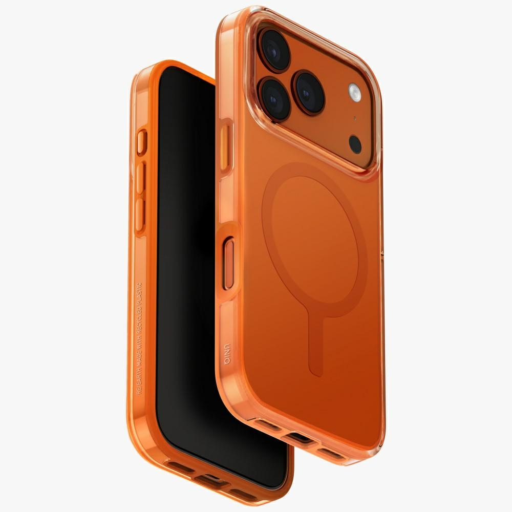Pouzdro Uniq Clario pro iPhone 17 Pro Magclick Charging, oranžové