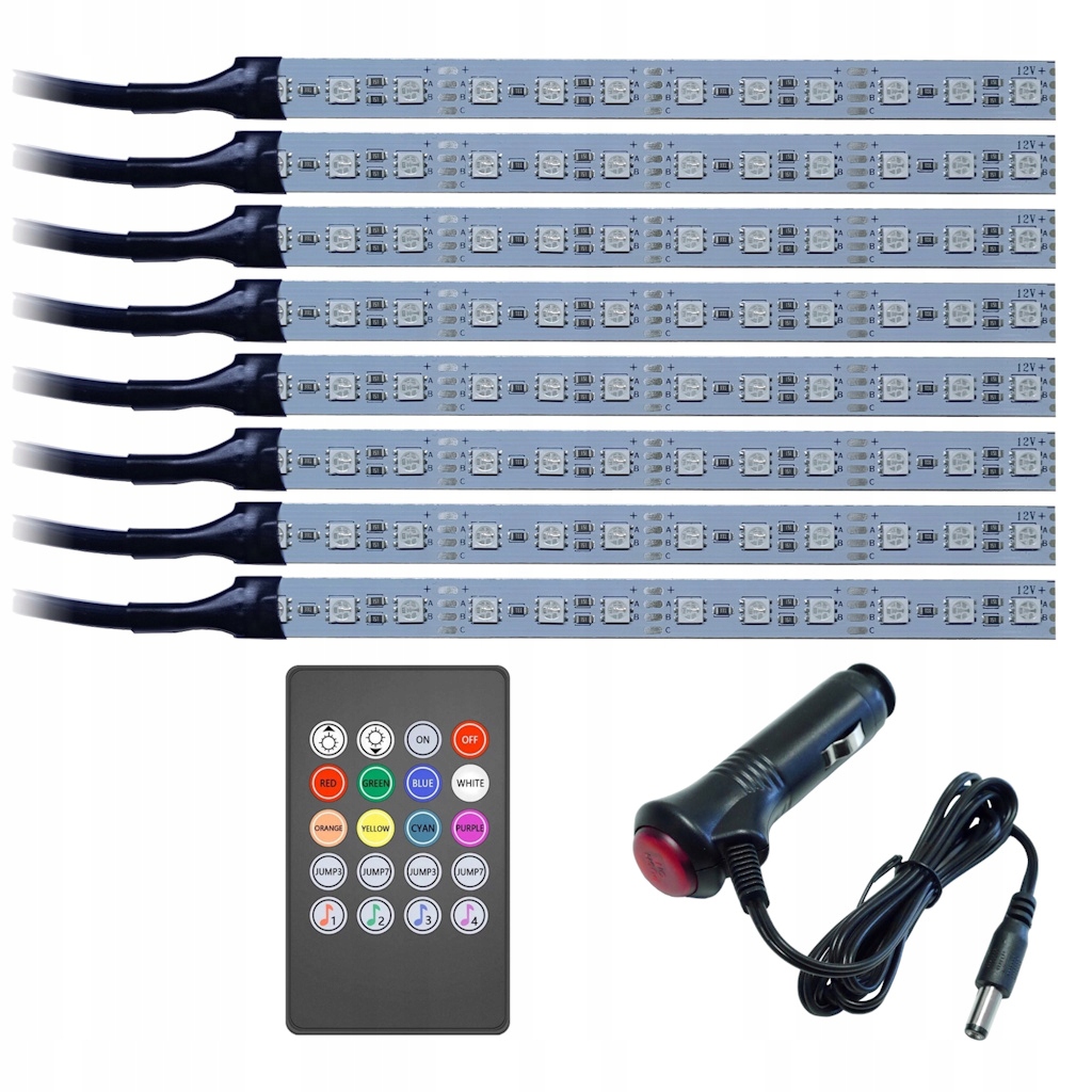 Blink Led interiér kabiny auta Rgb 8x30 cm Music