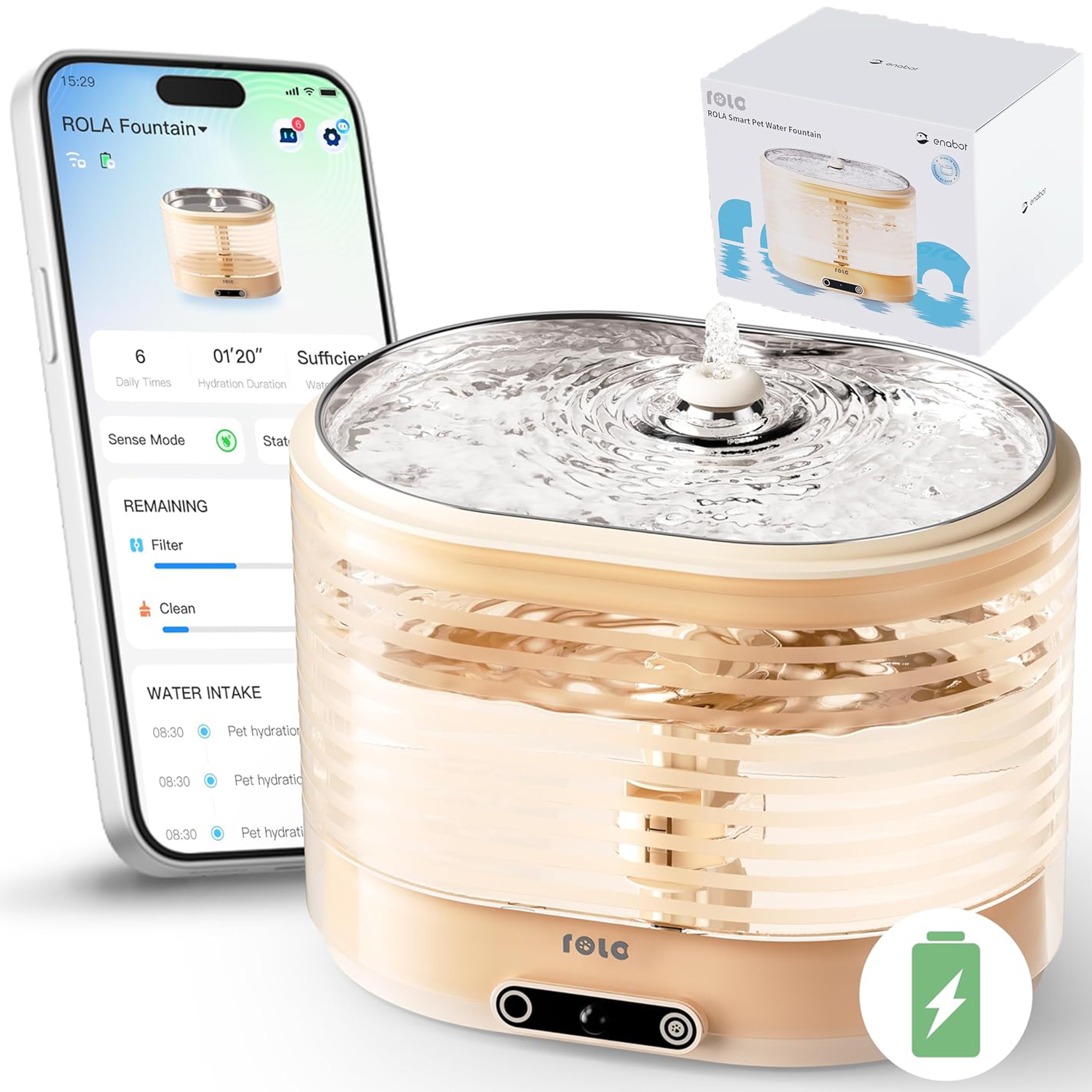 Enabot Rola Smart Fountain Poidełko Bezprzewodowe z Filtrem dla Kotów