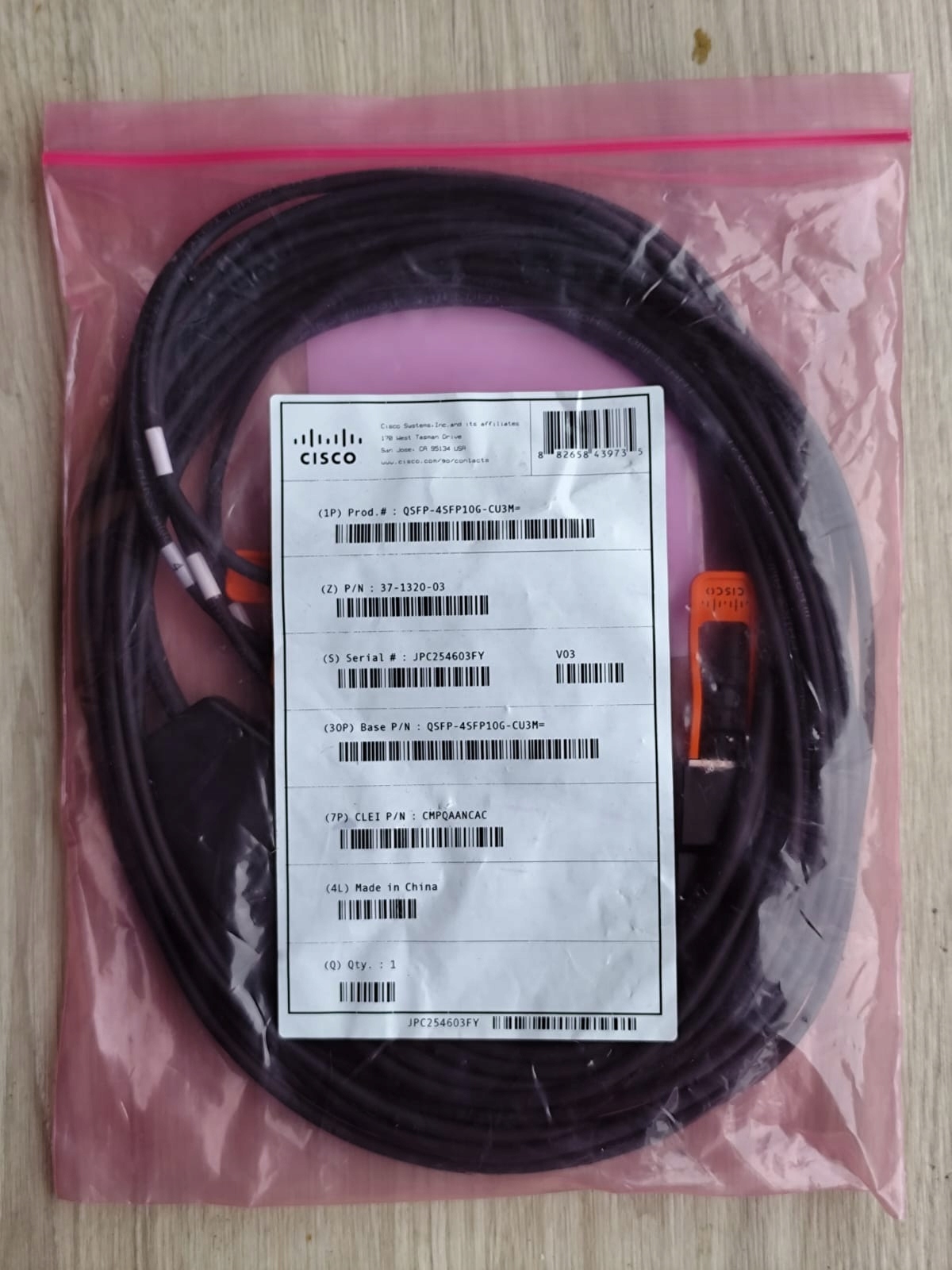 Kábel Cisco QSEP-4SFP10G-CU3M 9100
