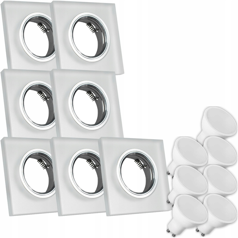 7X Skleněná Lampička Moderní Svítidlo Čtverec Silné Sklo 10W Led Žárovka