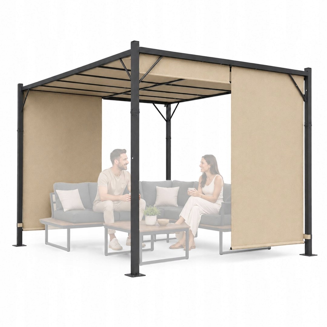 Pergola ogrodowa tarasowa 3x4 m stalowa altana zadaszenie beżowa MultiGarde