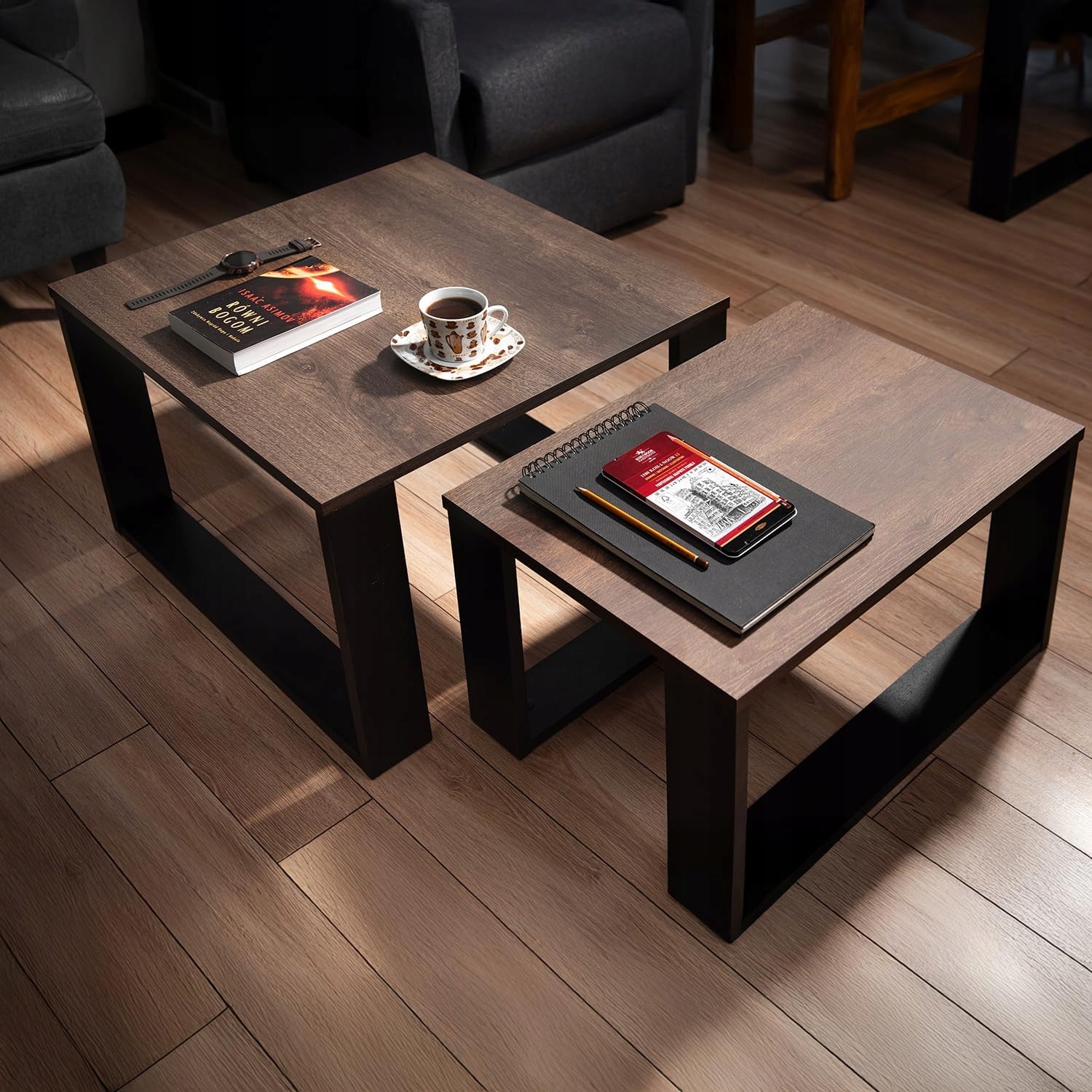 STOLIK KAWOWY ŁAWA ZESTAW STOLIKÓW STOLIKI LOFT EXCLUSIVE DĄB BROWN 2W1 XXL Szerokość mebla 50 cm