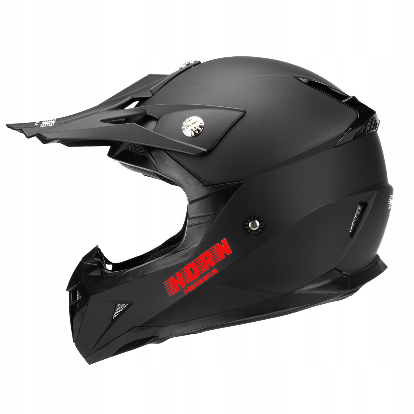 JUNIOR KASK MOTOCYKLOWY CROSS HORN MAT QUAD POD INTERKOM GOGLE M YL 51-53cm Model 211-YL/M CROSS JUNIOR/RED LOGO