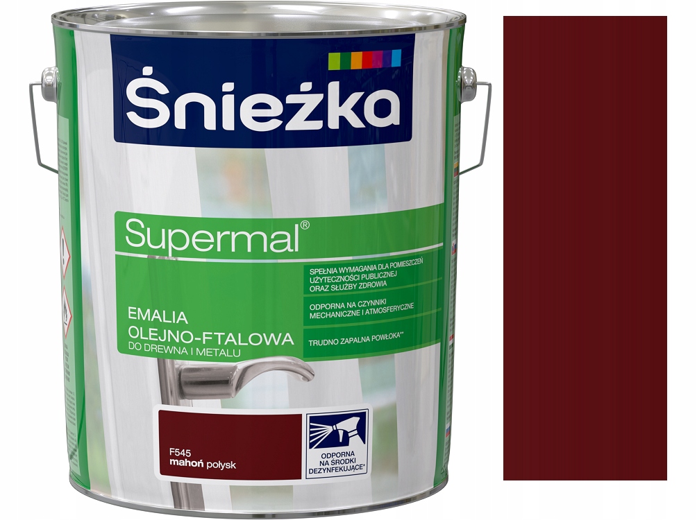 Śnieżka Supermal Emalia Olejno Ftalowa Do Drewna I Metalu Mahoń F545 10L