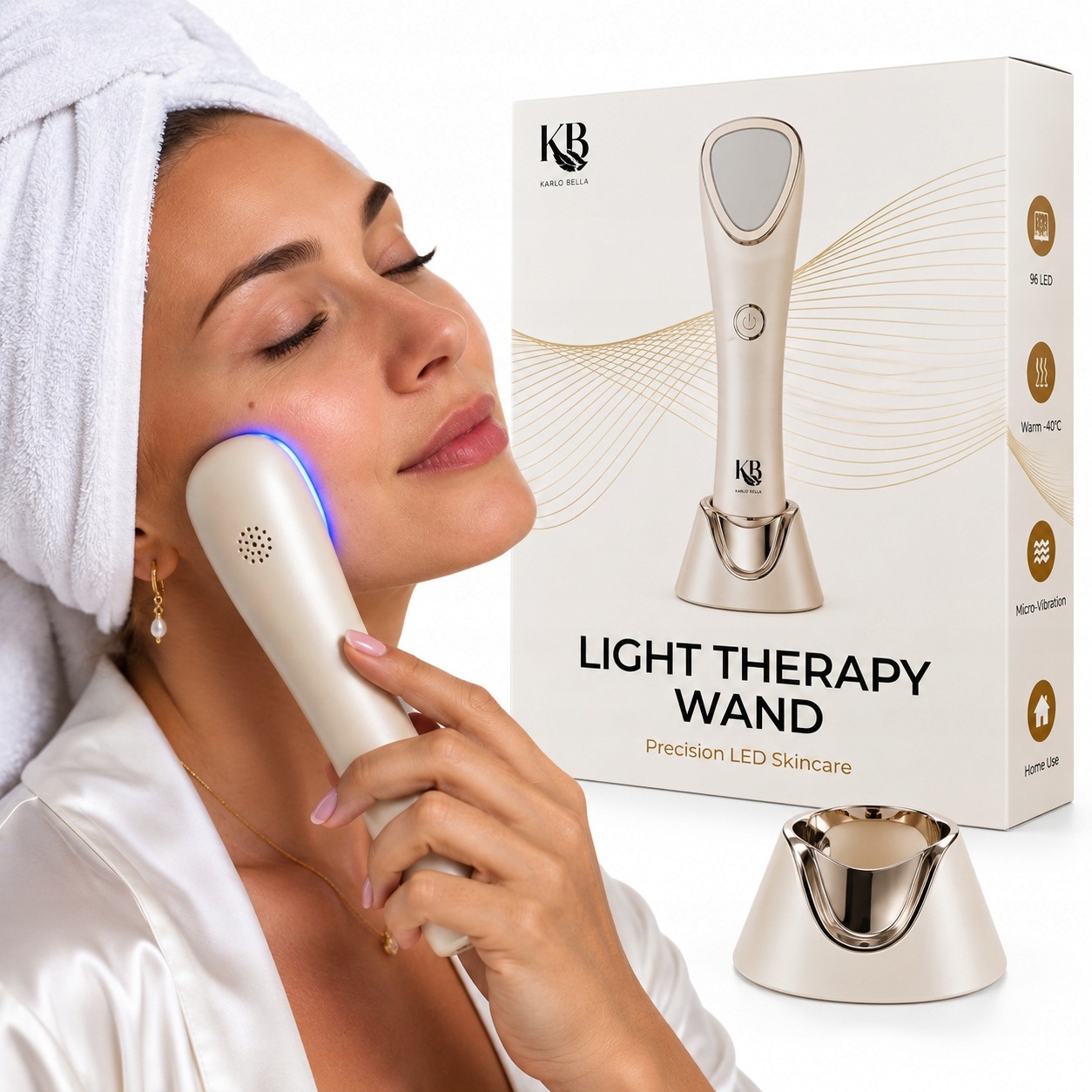 Pielęgnacja Twarzy Kb Karlo Bella Therapy Wand 96 Led Ciepło Mikrowibracje