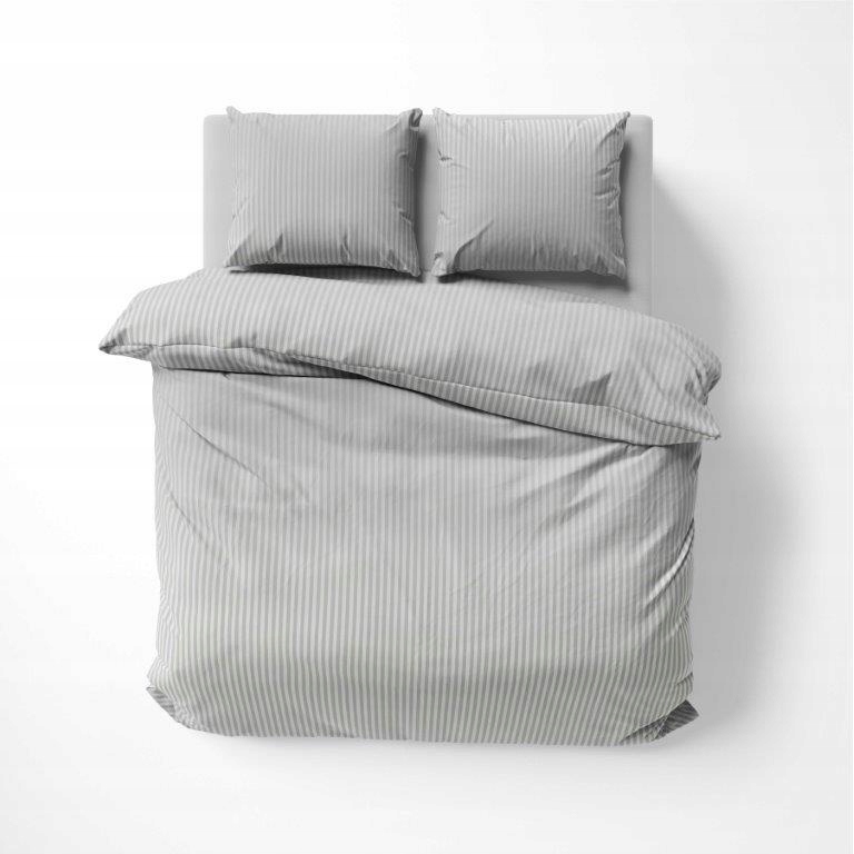 Pościel Hotelowa Adamaszek 200/220+2x 70/80 bawełna zamek w pasy szara