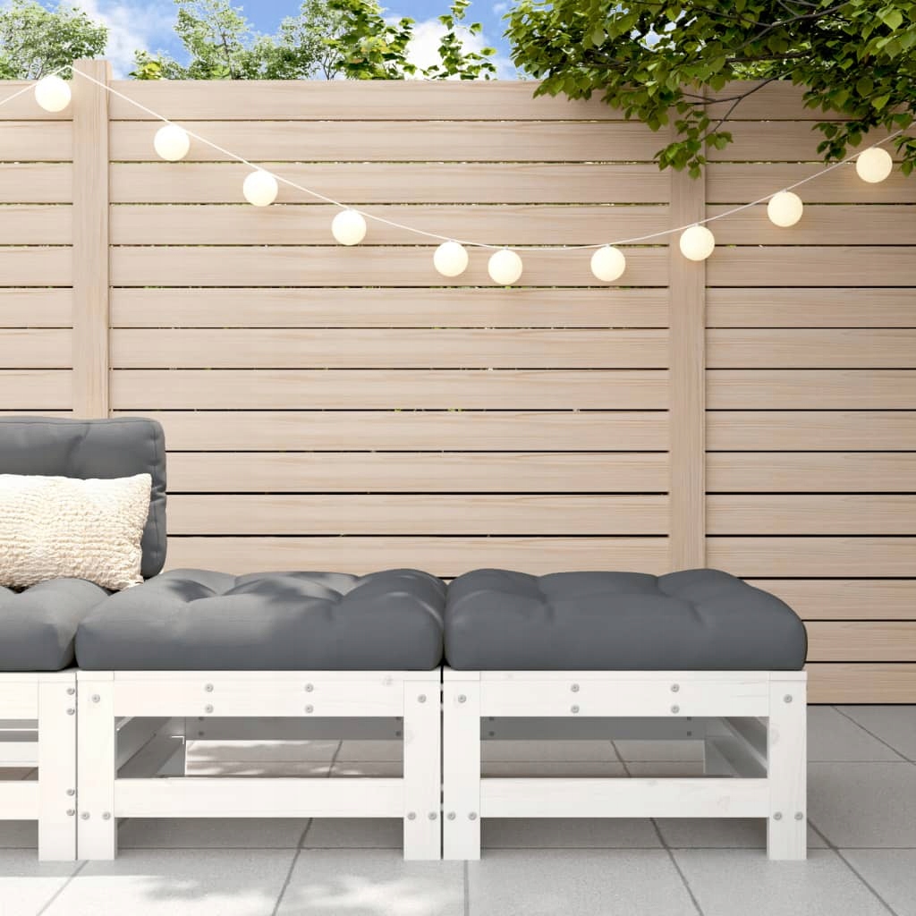 Fionshop 263295042 Zahradní podnožky s poduškami 2 ks bílé masivní borové