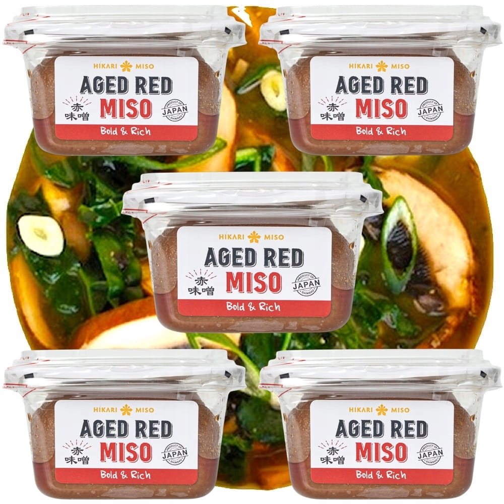 Levně 5 x pasta na japonskou polévku Shiro Miso Tmavě červená 300 g Hikari Miso