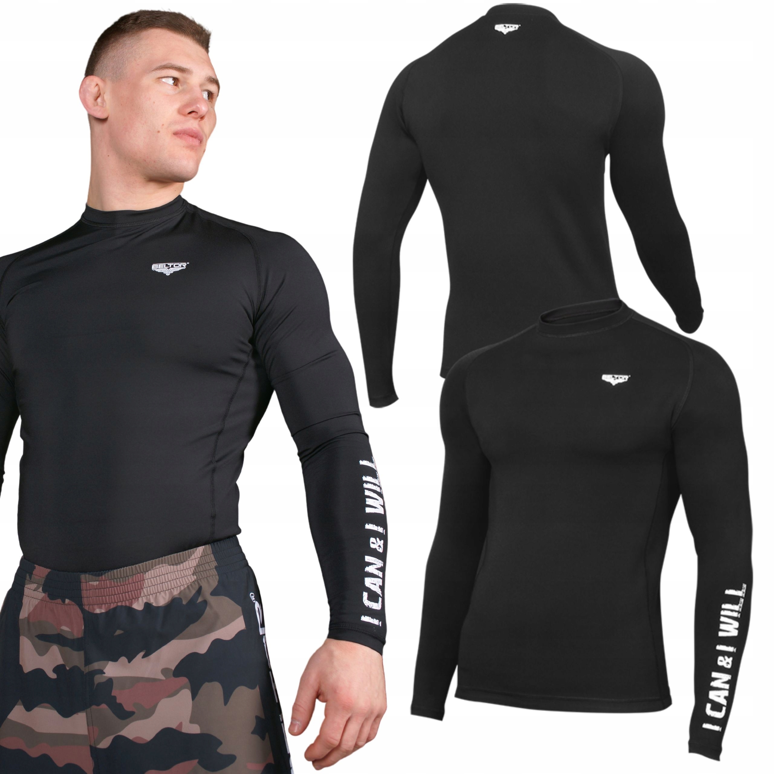 Beltor Rashguard Męski I Can I Will Długi Rękaw Termoaktywny Rozmiar M
