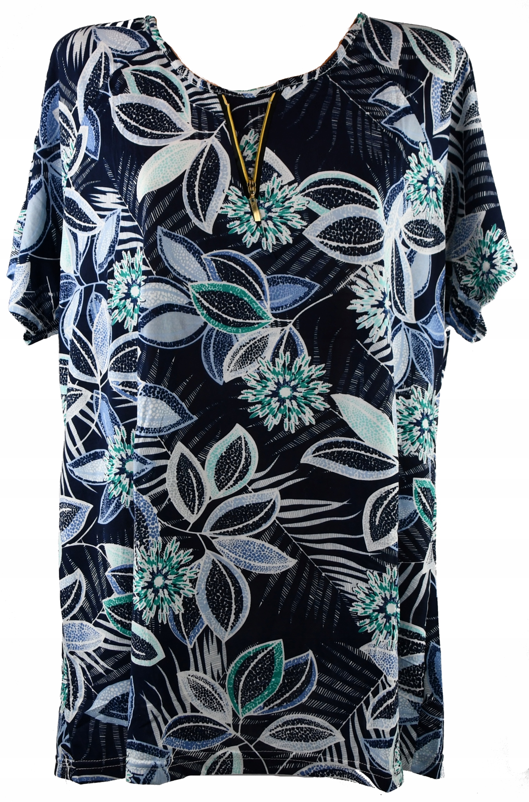 

T-shirt Koszulka Bluzka Damska Kwiaty Suwak R 2XL