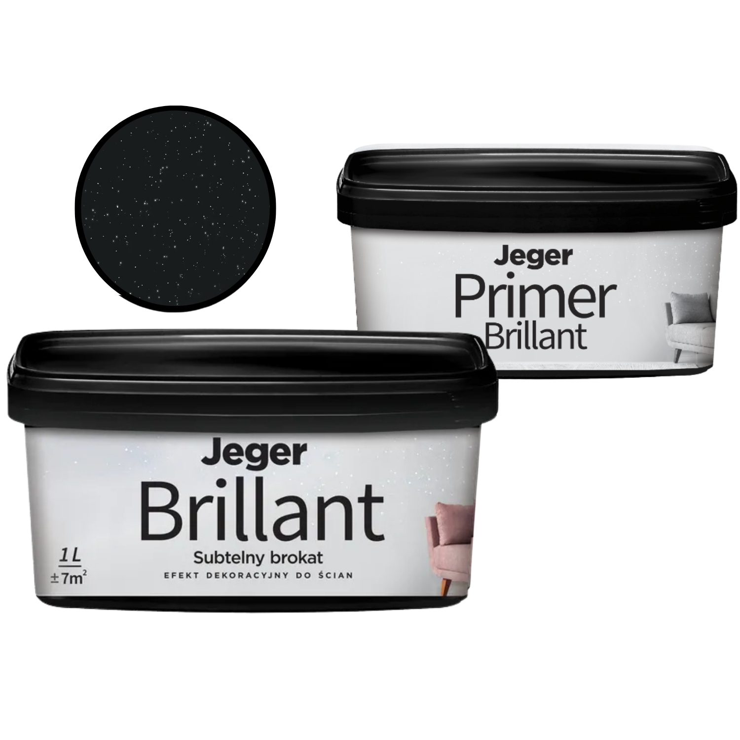 Dekorativní nástěnná sada s efektem brokátu Brillant Black Primer