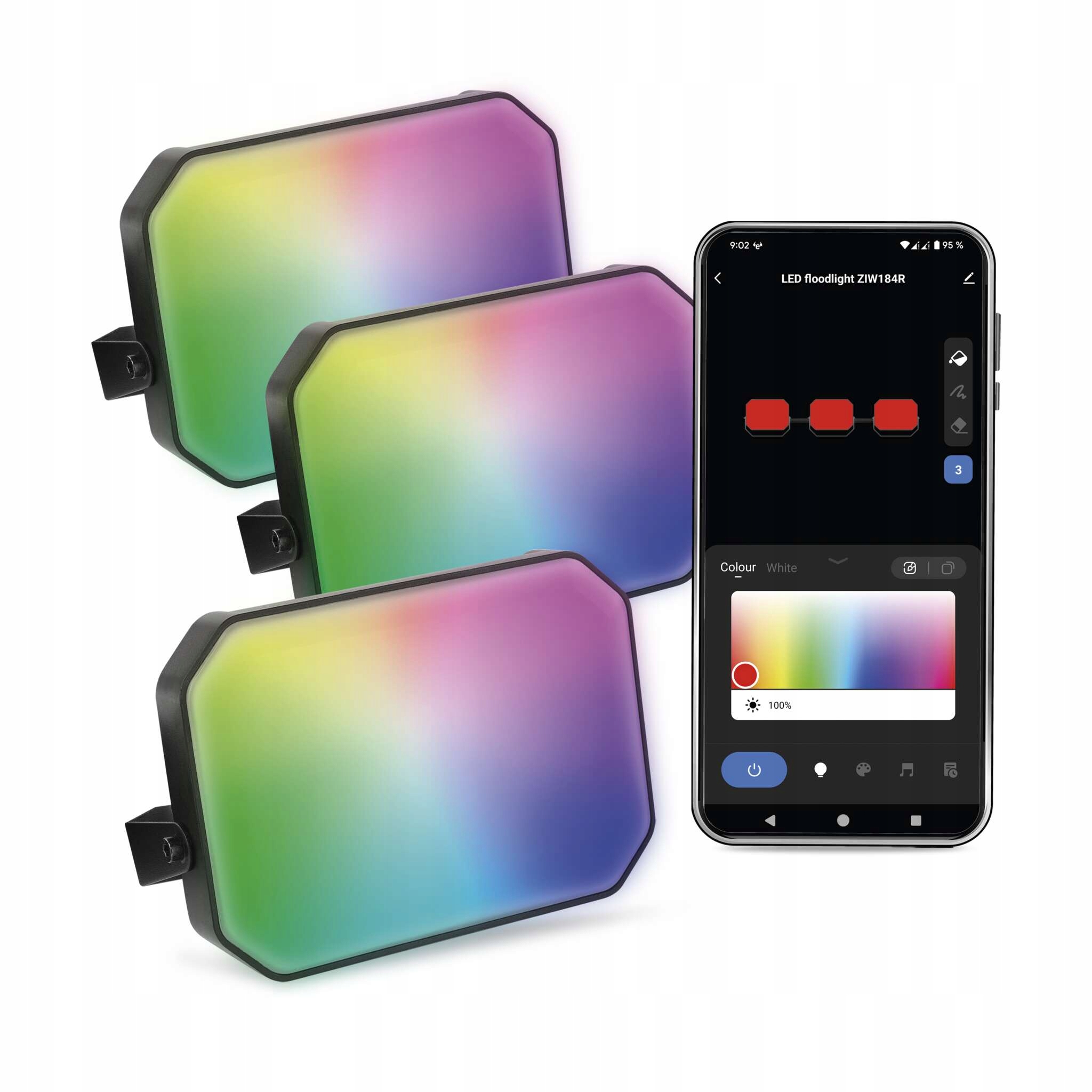 GoSmart venkovní Led reflektor, startovací sada, 3 díly, 14 W, Rgbic…
