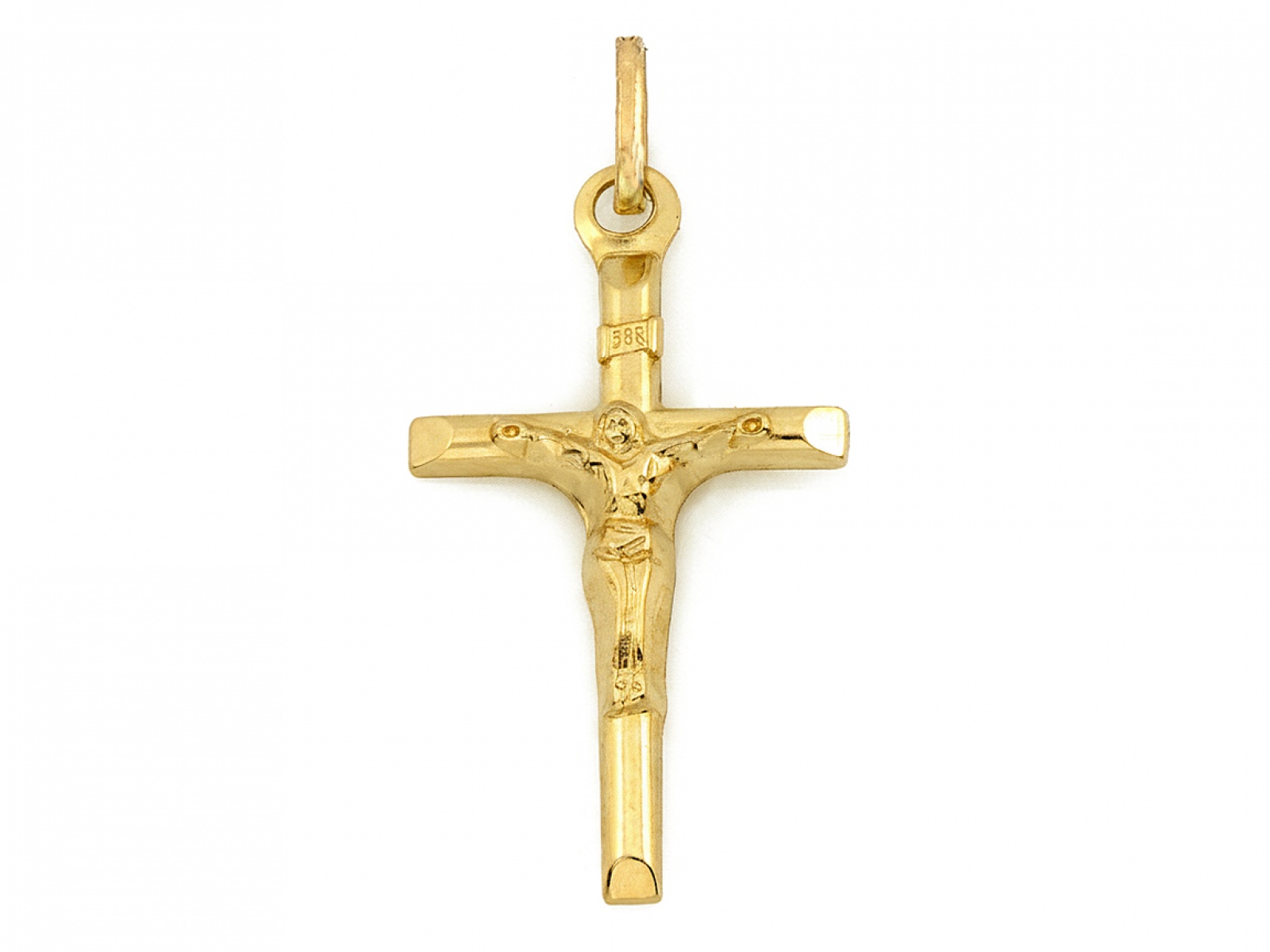 Zlatý kříž 585 s Ježíškem ve dvou barvách zlata Bílé zlato dárek 0,80 g