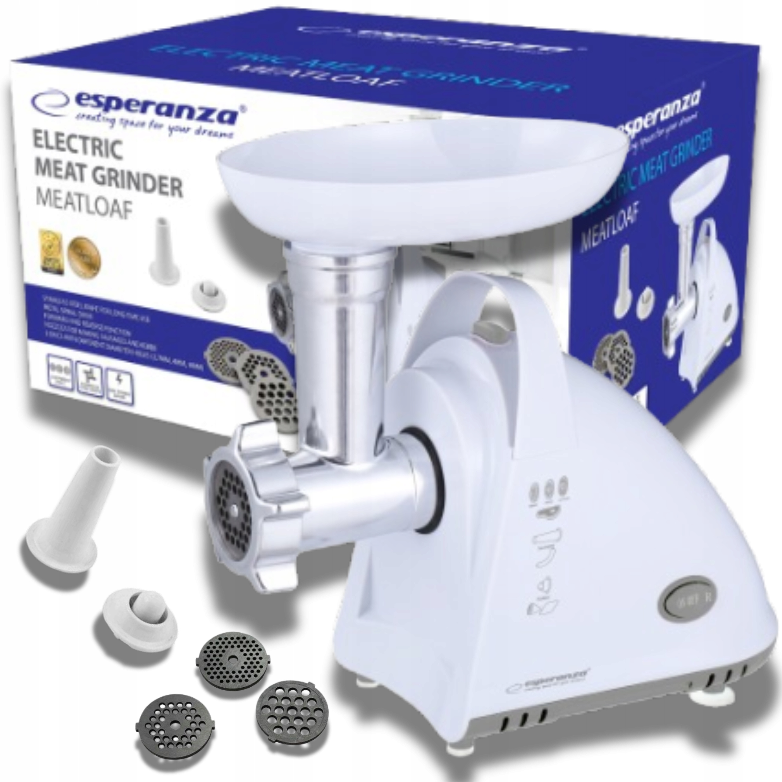 Elektryczna Maszynka Do Mielenia Mięsa Mocna 2000W 3 Sita Dysza Do Kiełbasy