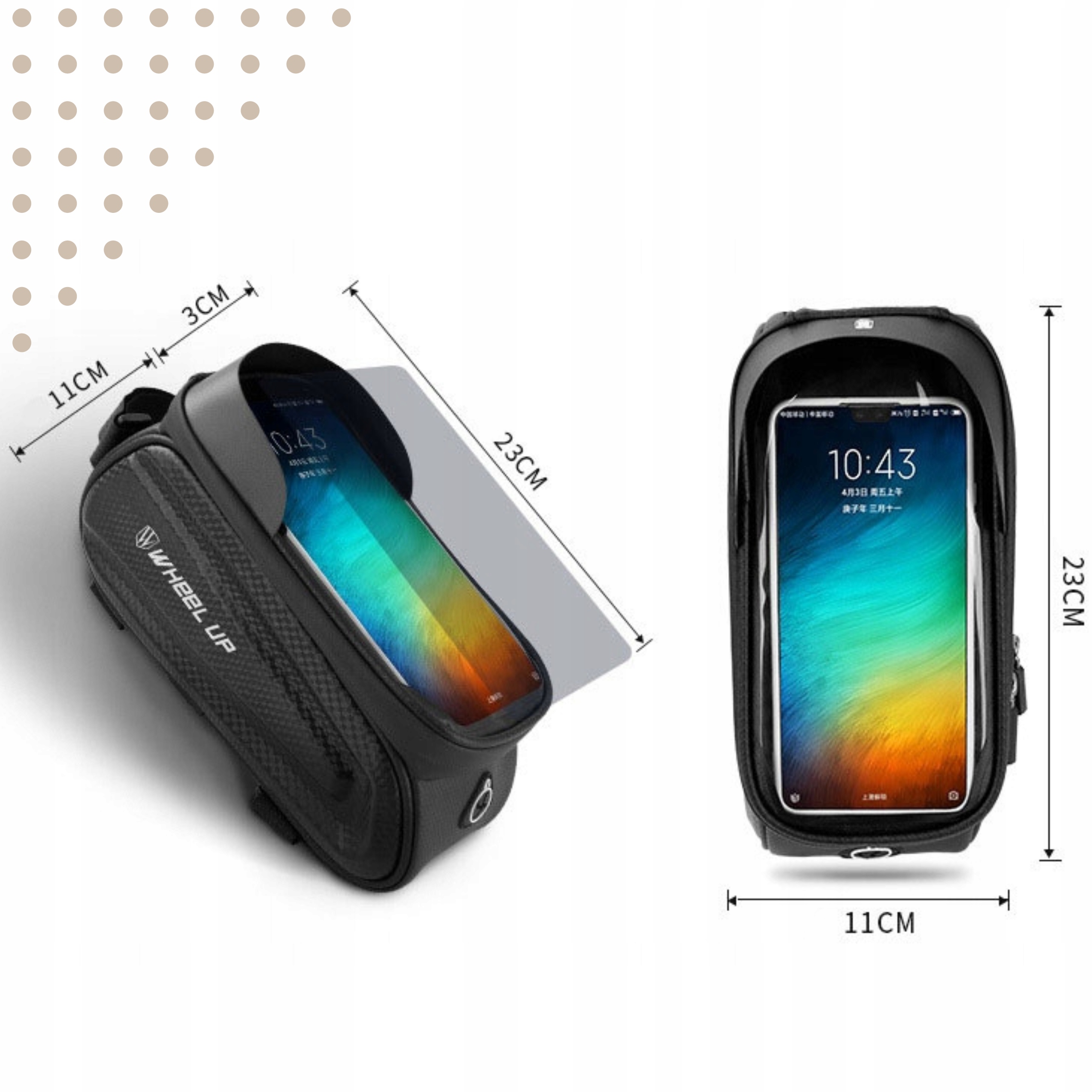 Sakwa na rower Torba Rowerowa na ramę Uchwyt rowerowy na telefon Etui Rower Zapięcie rzep