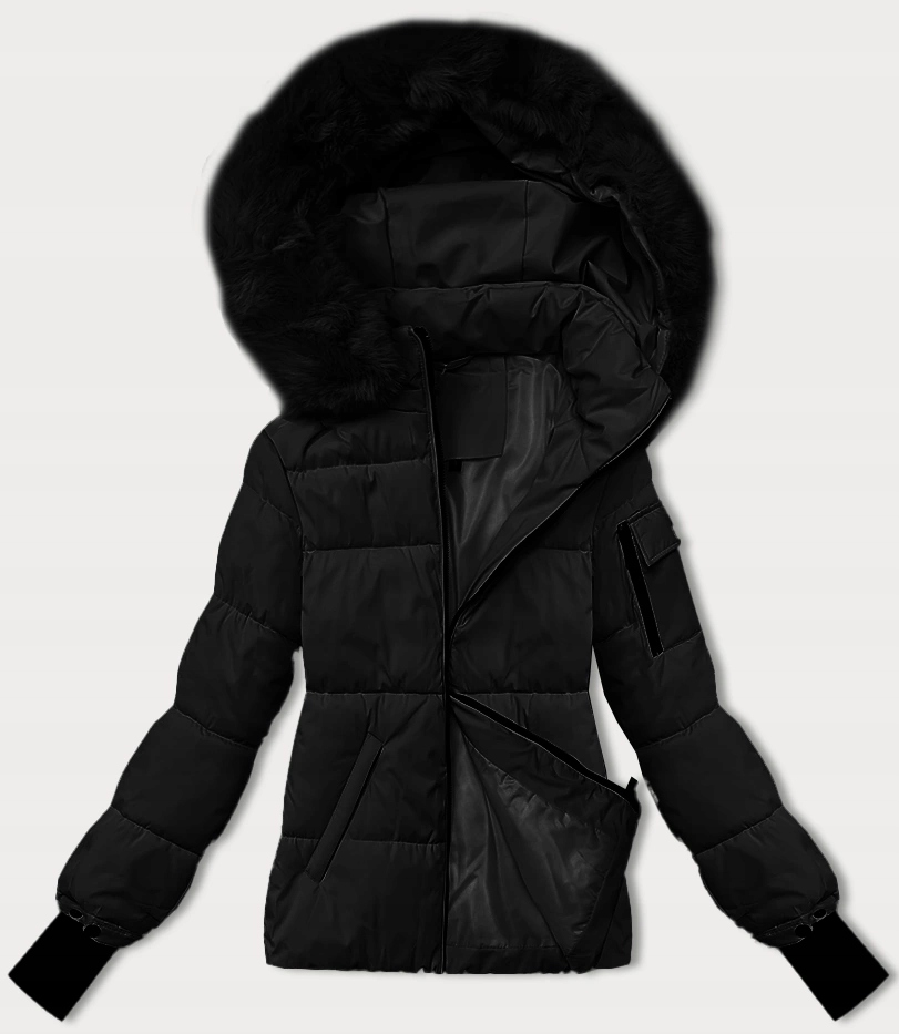 Péřová Bunda S Kapucí B8303 Černá XL (42)