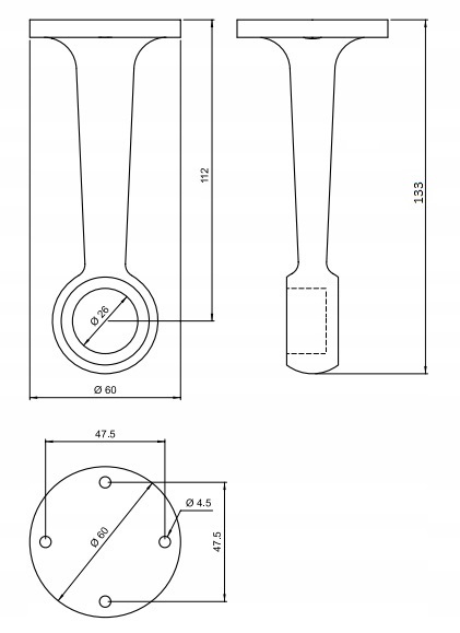 2 SZTUKI UCHWYT DYSTANSOWY KOŃCOWY DO RURY FI 25 CHROM Kod producenta ABM50K - 2 SZT.
