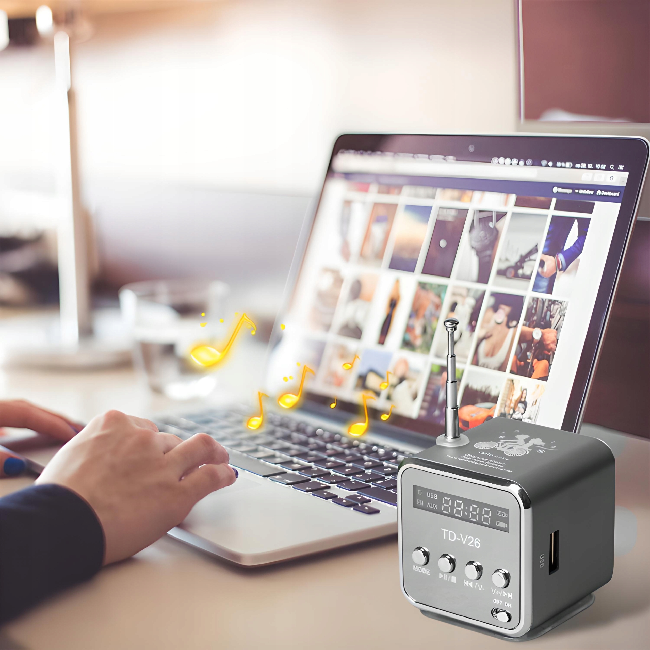 GŁOŚNIK BEZPRZEWODOWY PRZENOŚNY MINI RADIO KUCHENNE FM LED Marka retoo