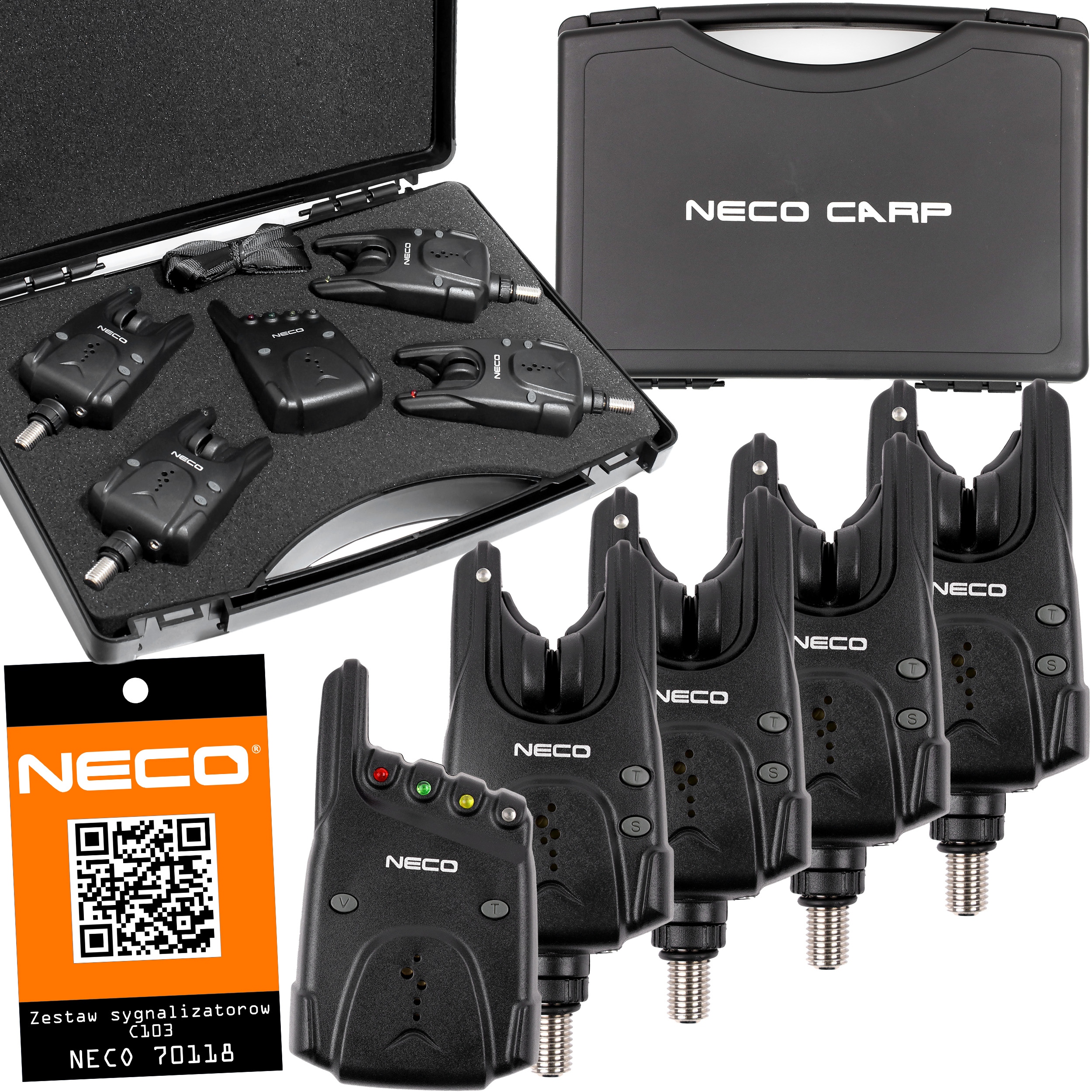 Zestaw Sygnalizatorów Brań Z Centralką 4+1 Neco Elektroniczne C104 Black