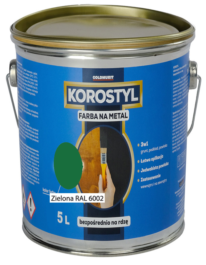 Korostyl zielona Ral 6002 półmat 5L farba na metal 3w1 Goldmurit