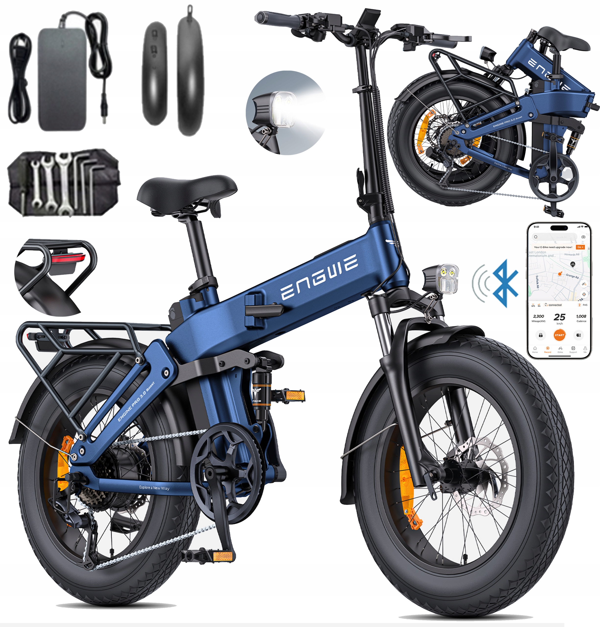 Elektrokolo Engwe Engine Pro 3.0 Boost 250W 48V 15AH 130KM 20"MTB+APP