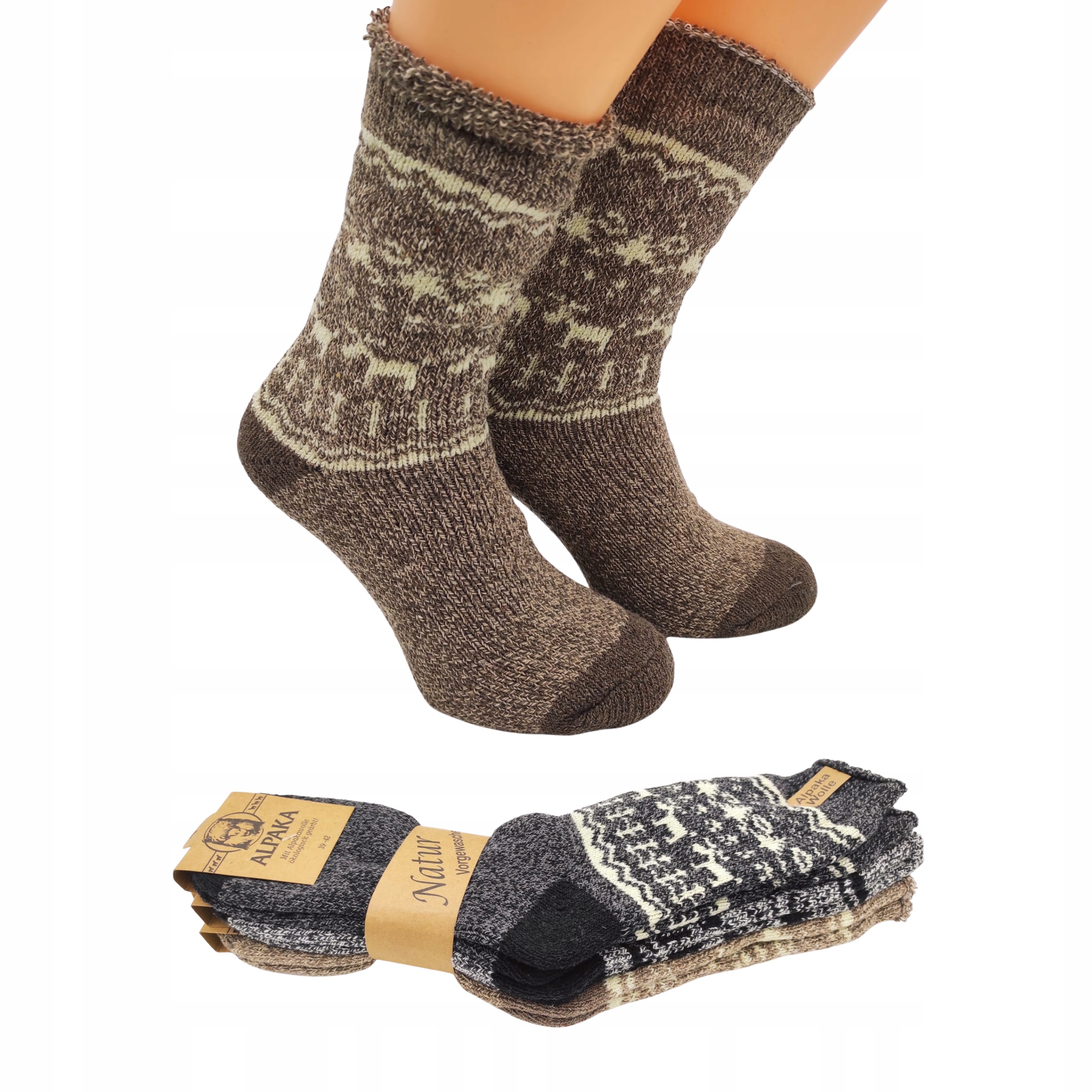 

Skarpetki ciepłe z alpaki męskie grube wełniane