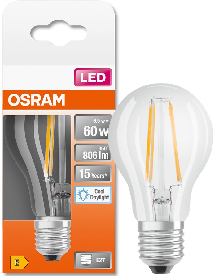 

Osram żarówka Led Fil 6.5W E27 barwa 6500K zimna