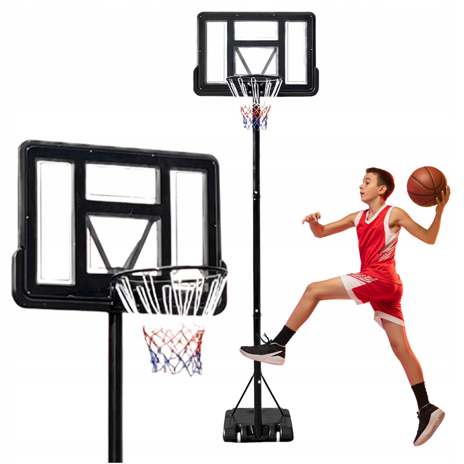 Basketbalový Koš Nastavitelný, Stabilní, Plnohodnotný Falcon