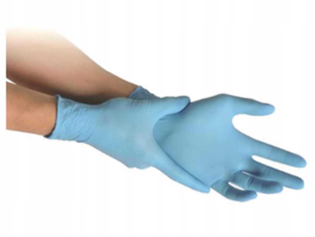RĘKAWICE RĘKAWICZKI NITRYLOWE MOCNE NIEBIESKIE BEZPUDROWE L 100szt Rozmiar L