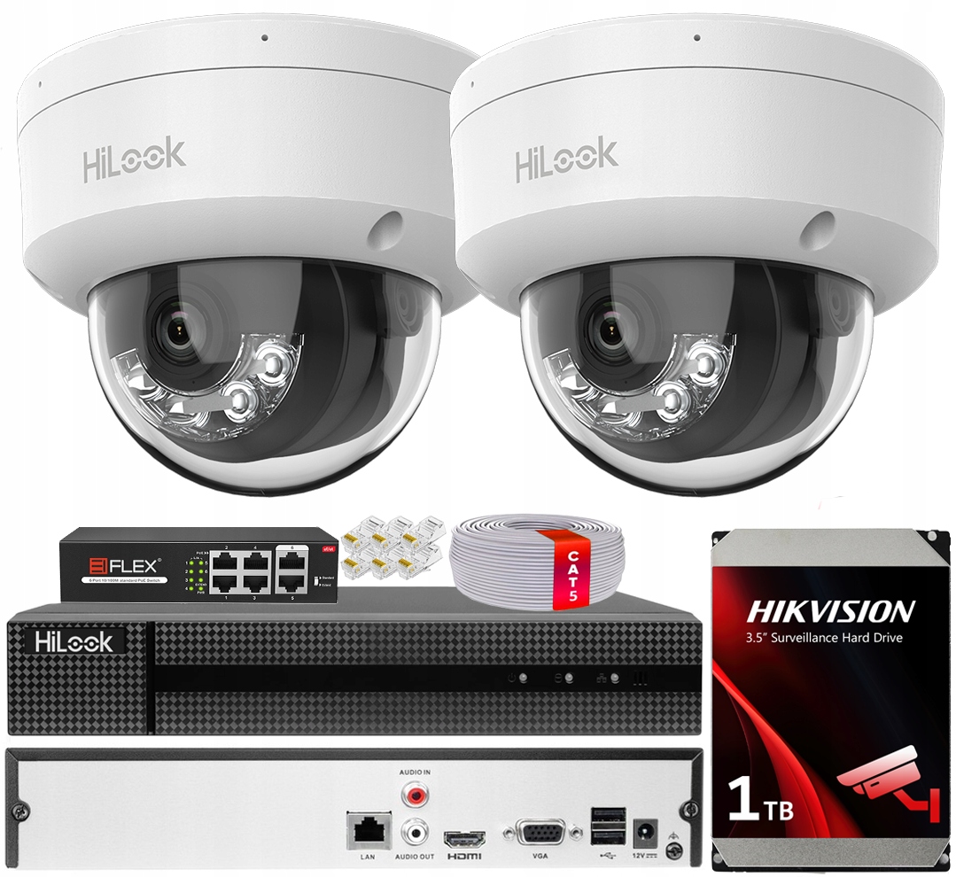 Ip monitorovací sada 2 kamery 8Mpx HiLook Venkovní pro dům obchodu Apka